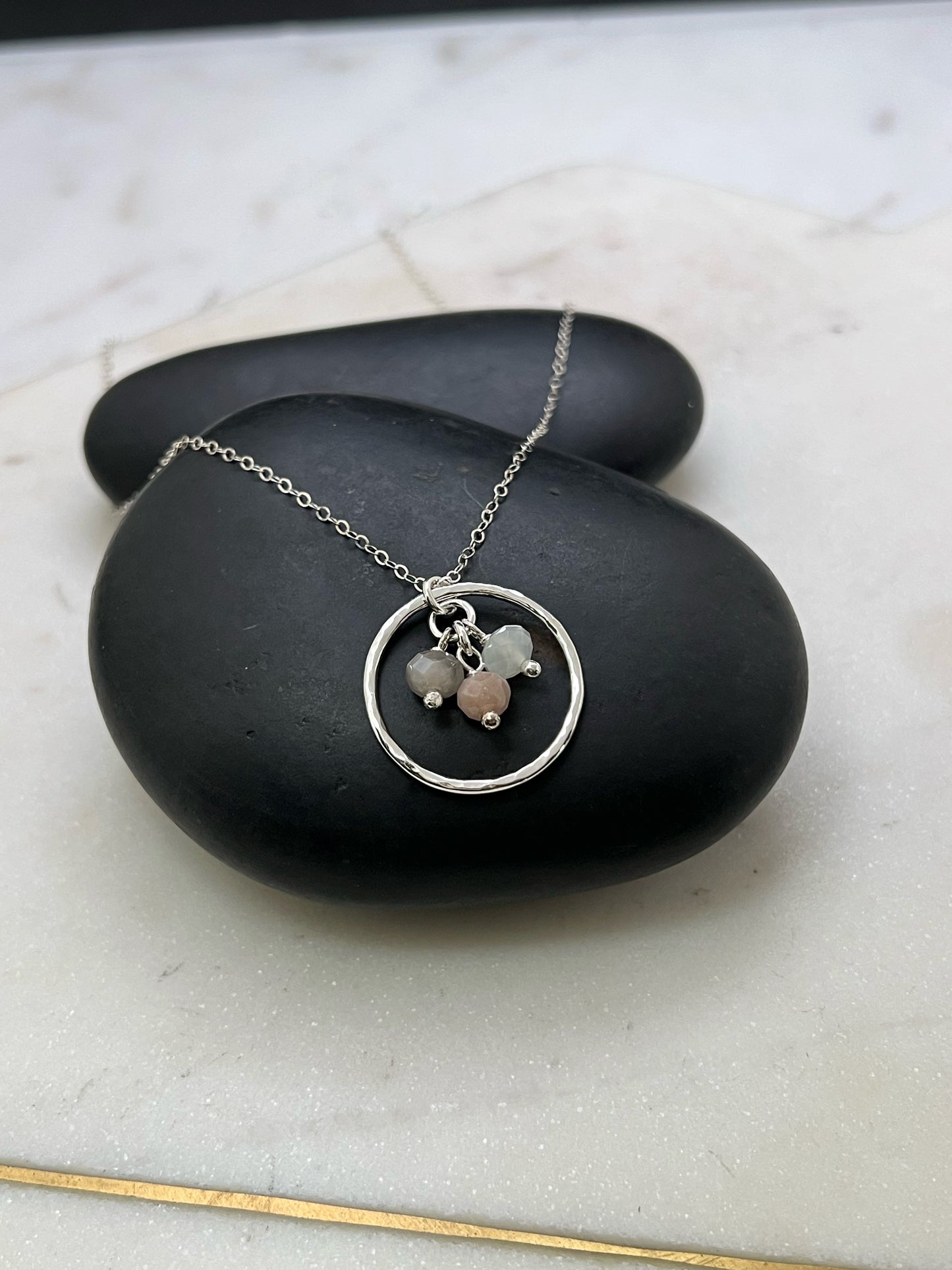 Forged sterling silver necklace with coffee moonstone