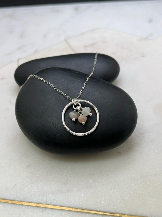 Forged sterling silver necklace with coffee moonstone