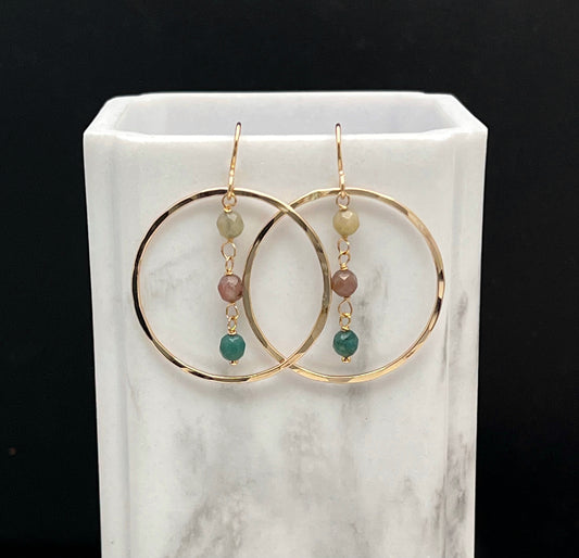 14 Karate gold India Agate earrings