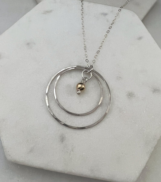 Mixed metals hoop necklace