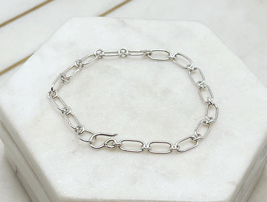 Forged sterling silver chain bracelet