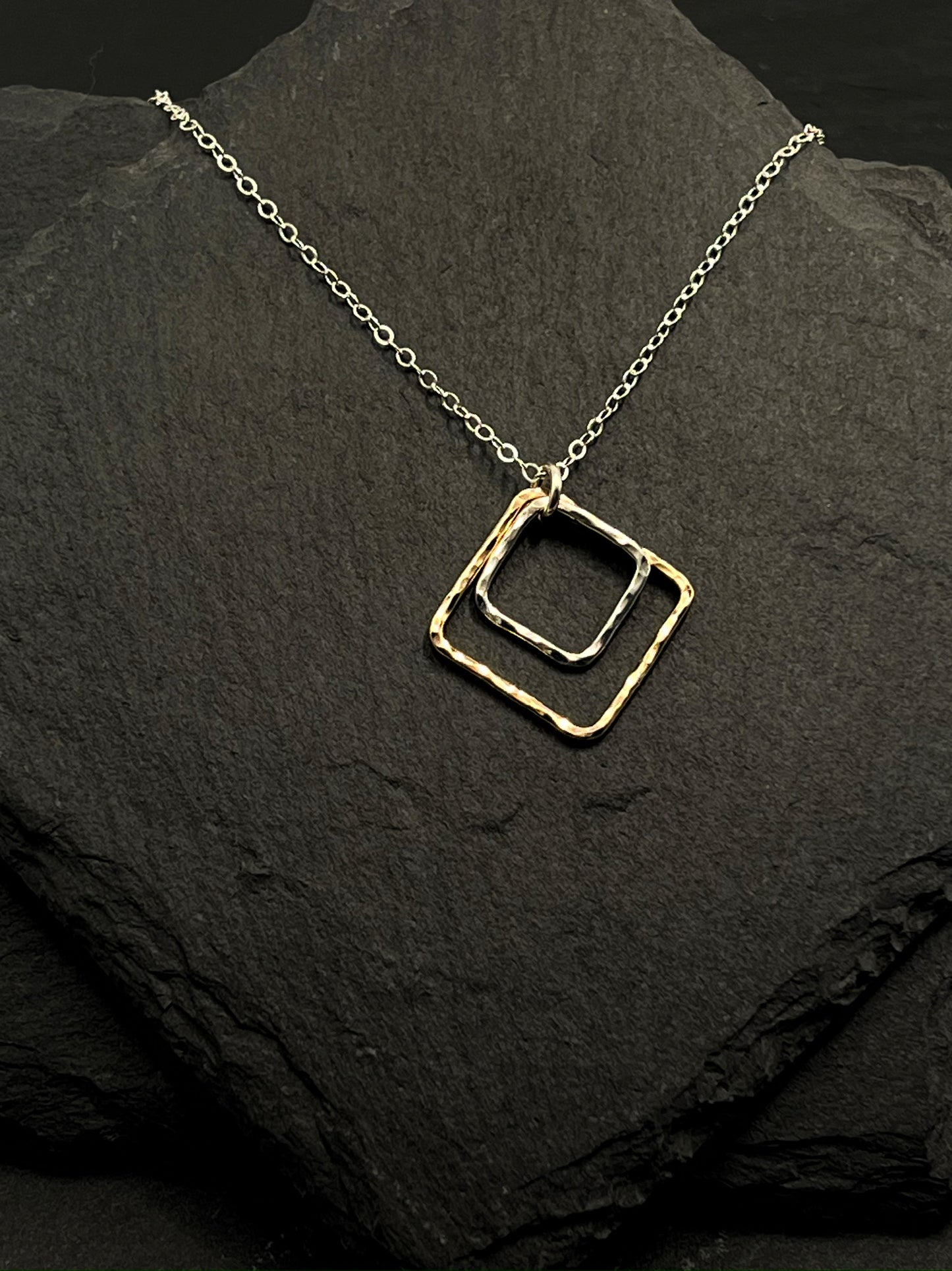 14K gold and sterling silver mixed metal necklace