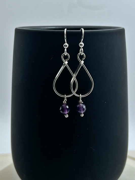 Sterling silver and amethyst teardrop earrings