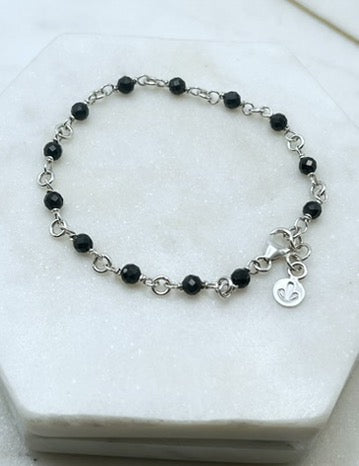 Sterling silver and faceted onyx