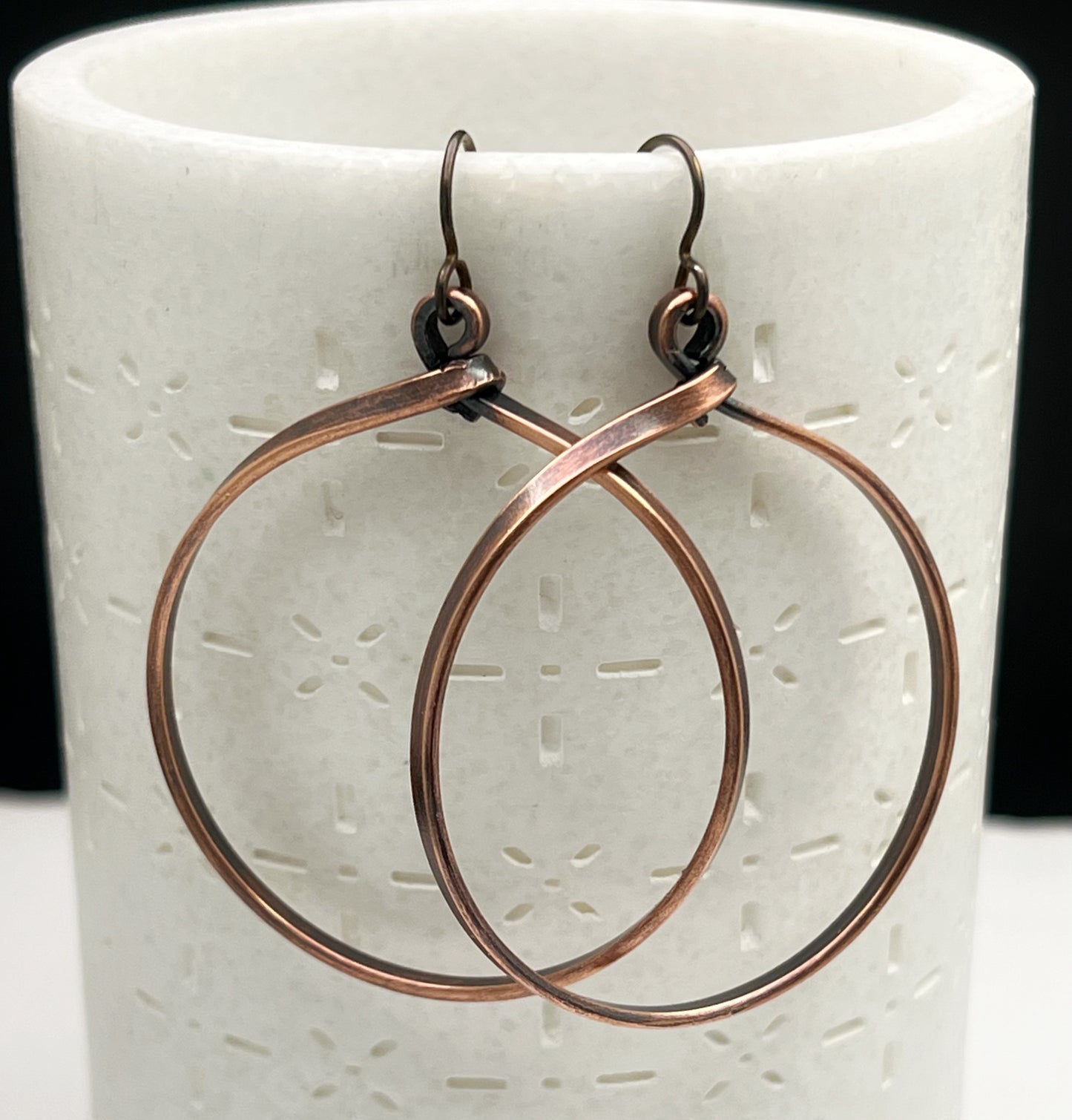 Large copper hoop earrings