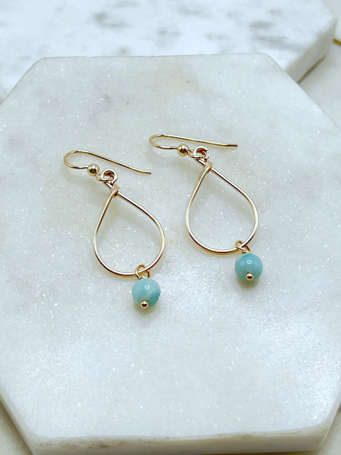 14 Karate gold and amazonite earrings