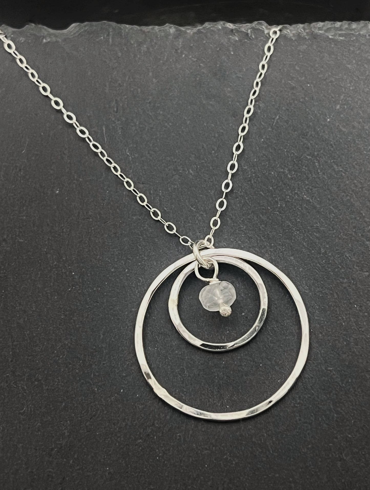 Forged sterling silver necklace with moonstone
