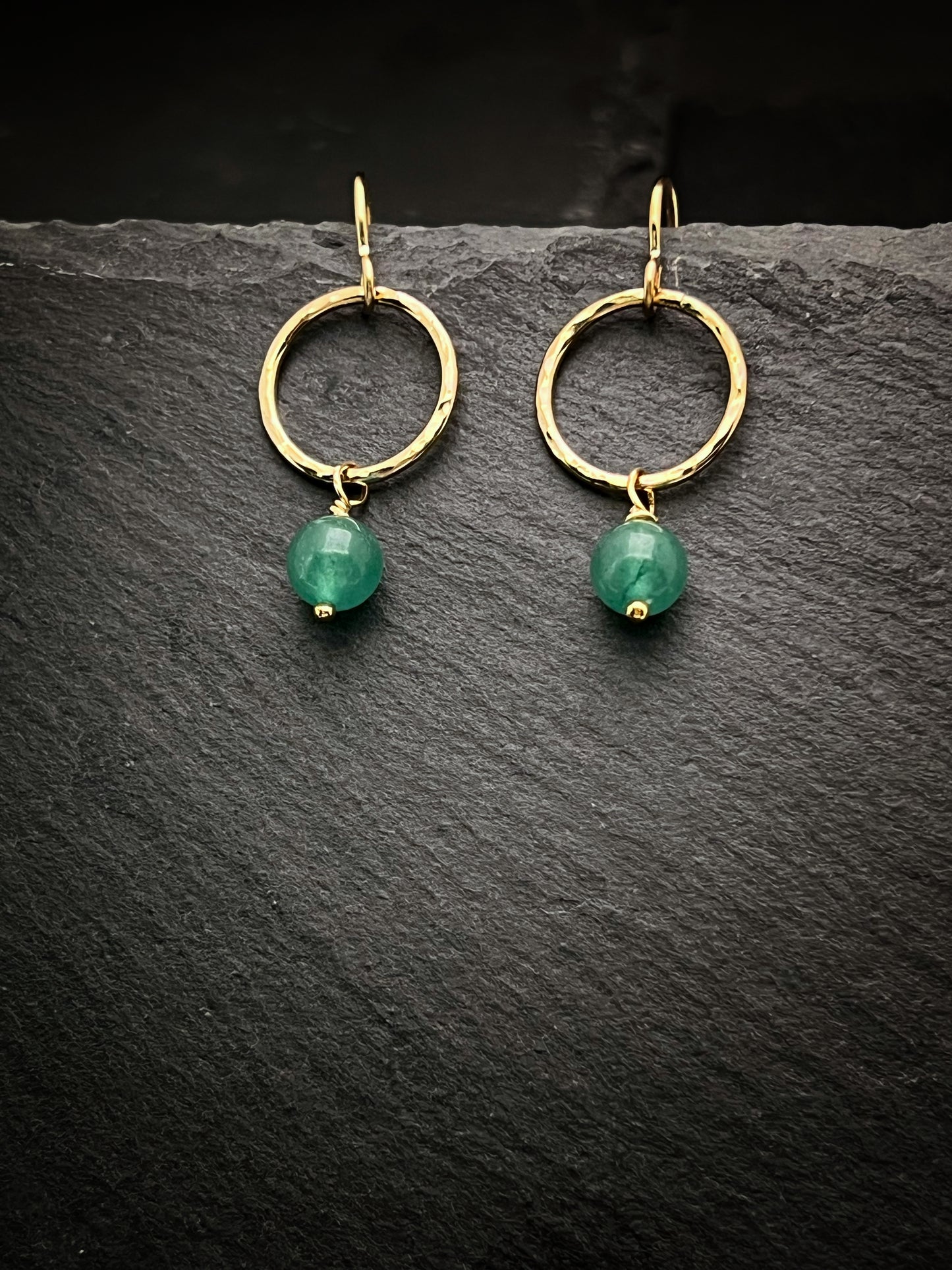14 Karate gold and aventurine earrings