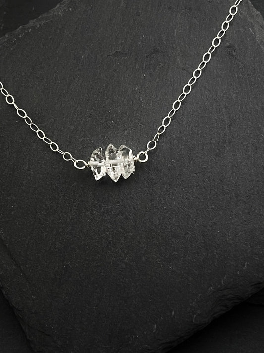Herkimer Diamond and sterling silver minimalist necklace