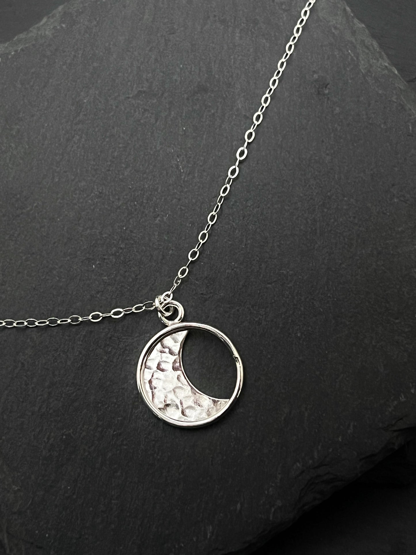 Sterling Silver Crescent Moon Pendant Necklace