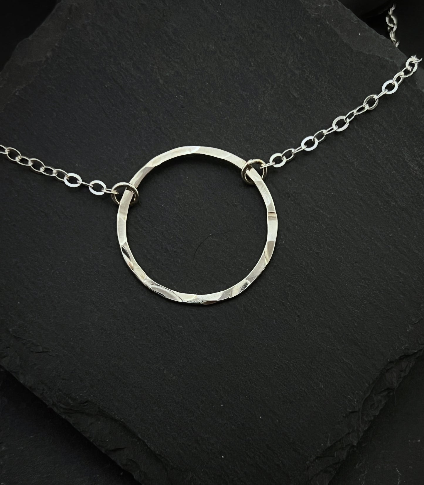Large sterling silver circle  necklace