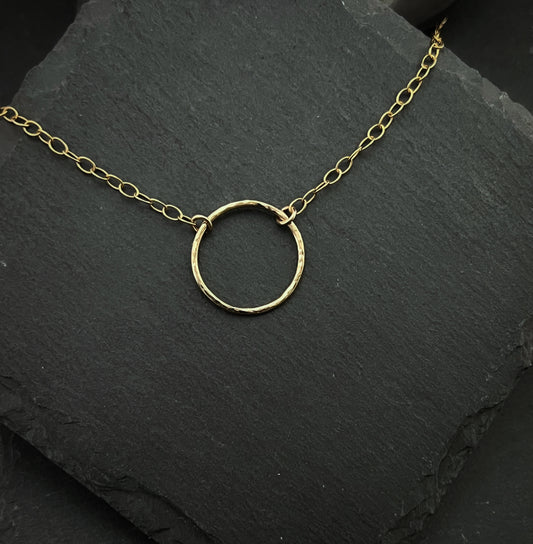 14K Gold circle  necklace