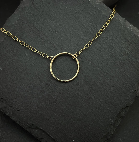 14K Gold circle  necklace