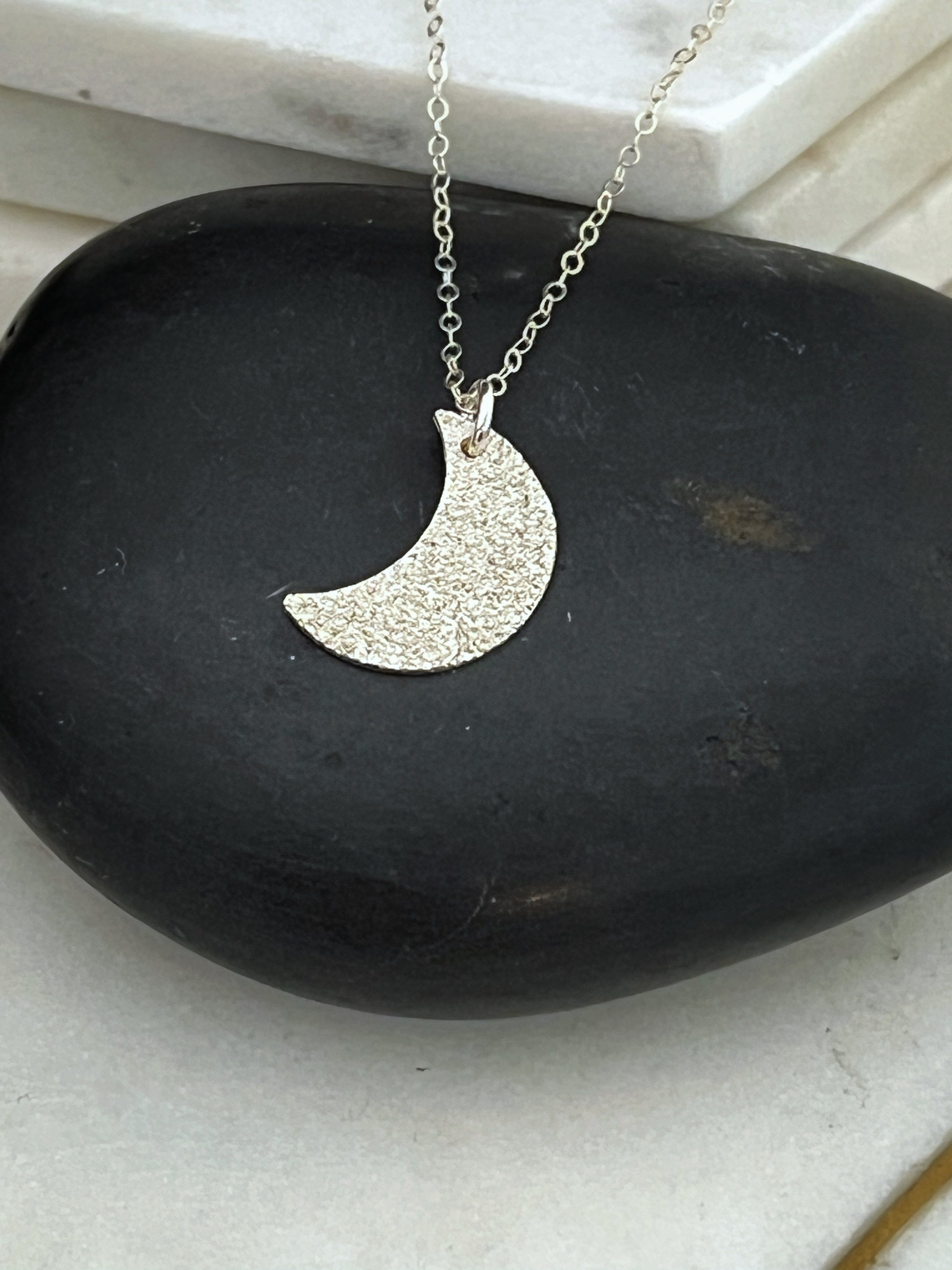 Long Silver Mood Necklace Moon, Sterling Silver, Women's Necklace