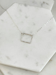 Sterling silver rectangle  necklace