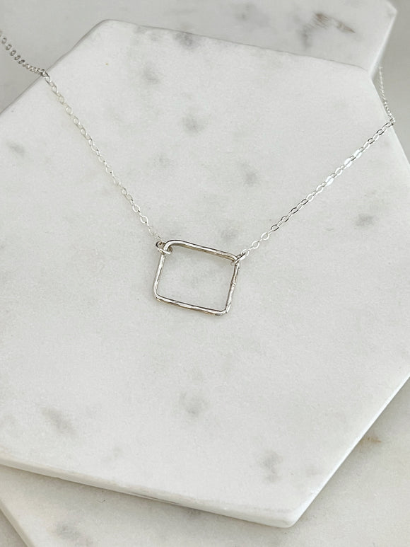 Sterling silver rectangle  necklace