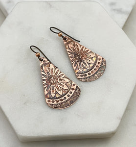 Acid  etched copper earring