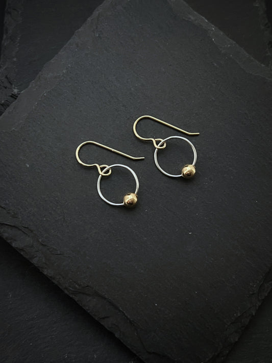 Sterling silver and gold small hoop earrings