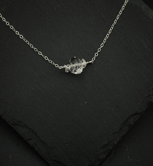 Herkimer Diamond and sterling silver simple necklace
