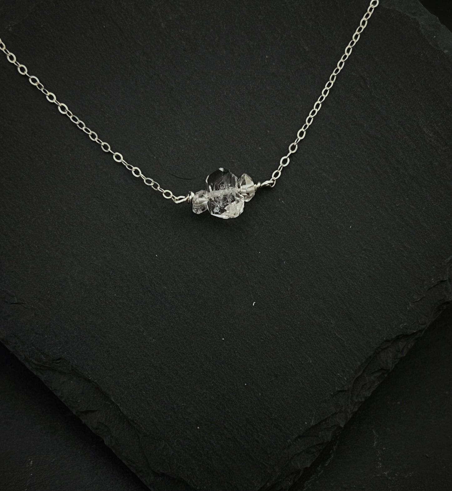 Herkimer Diamond and sterling silver simple necklace