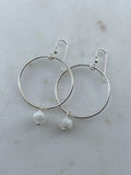 Sterling silver hoop earrings with moonstone