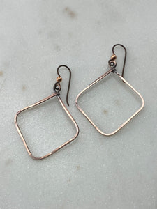 Copper square hoop earrings