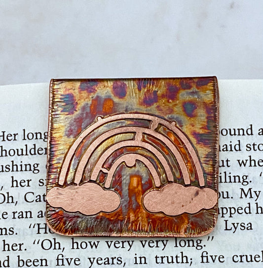 Acid etched copper rainbow bookmark