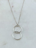 Sterling silver twisted and forged double hoop necklace