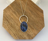 Sodalite gemstone necklace set in sterling silver