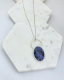 Sodalite gemstone necklace set in sterling silver