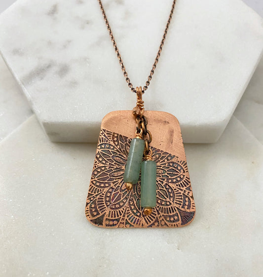 Aventurine and copper necklace