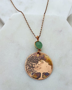 Tree necklace, copper and aventurine