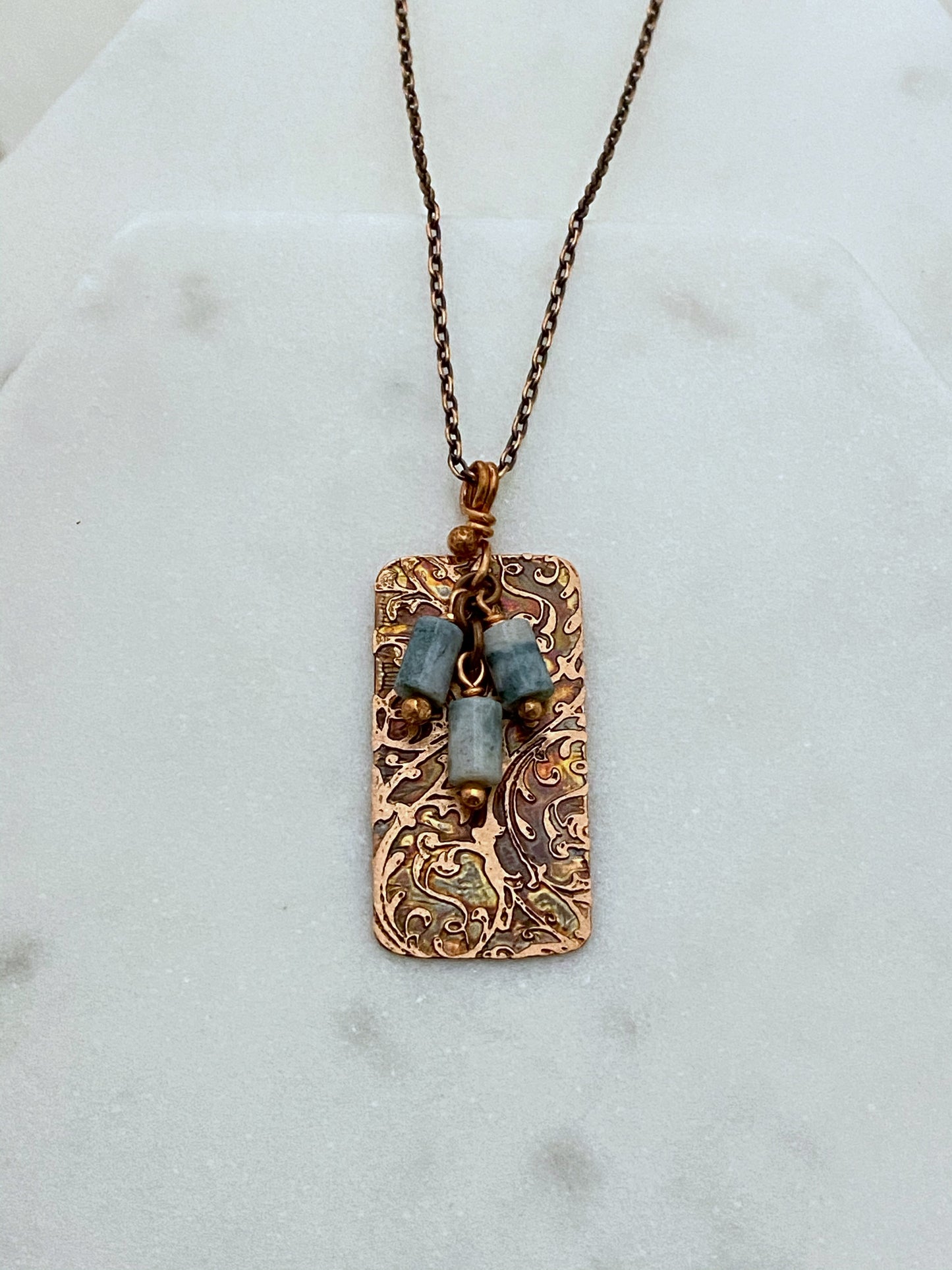 Tree agate and copper necklace