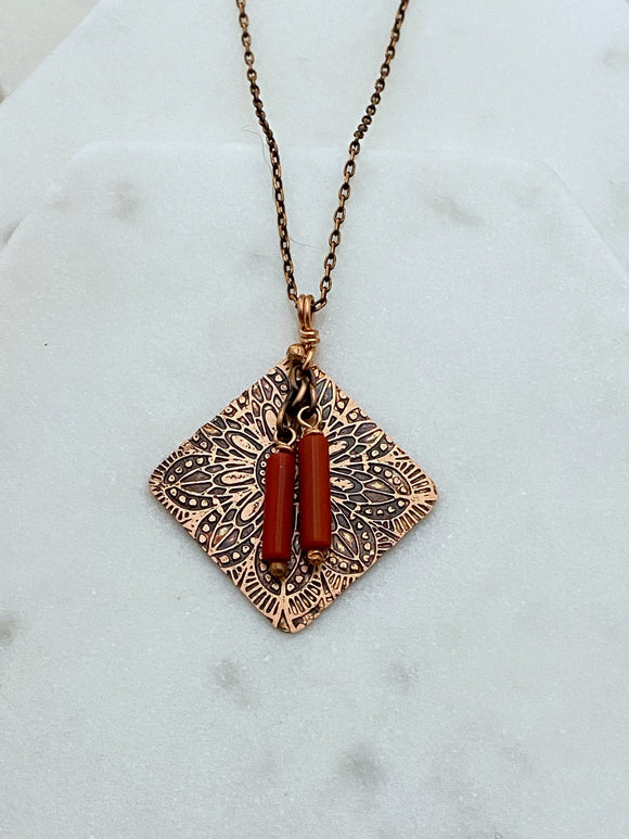 Coral and copper necklace