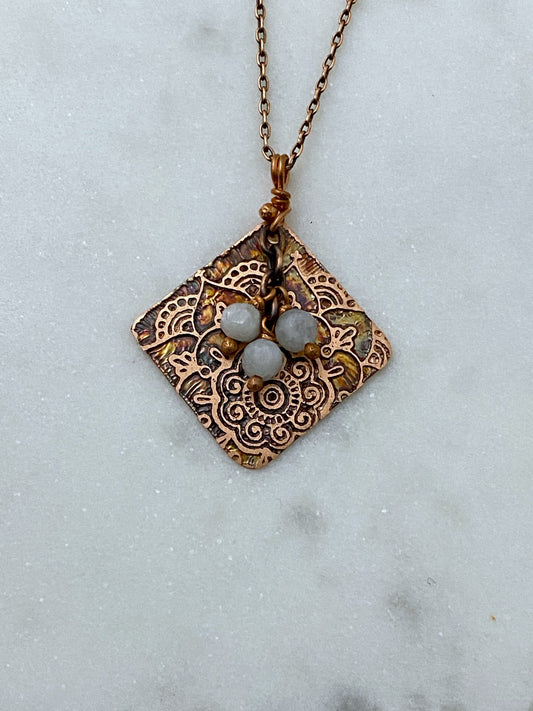 Moonstone and copper necklace