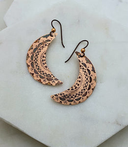 Moon copper earrings