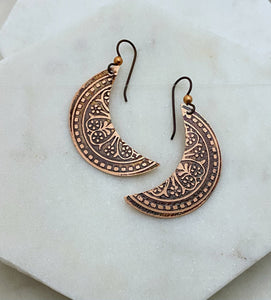 Moon copper earrings