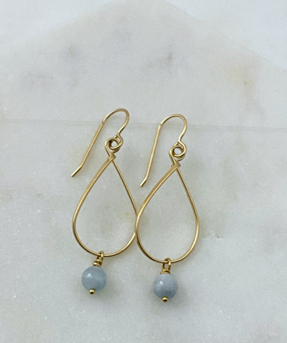 Teardrop gold-fill earrings with aquamarine