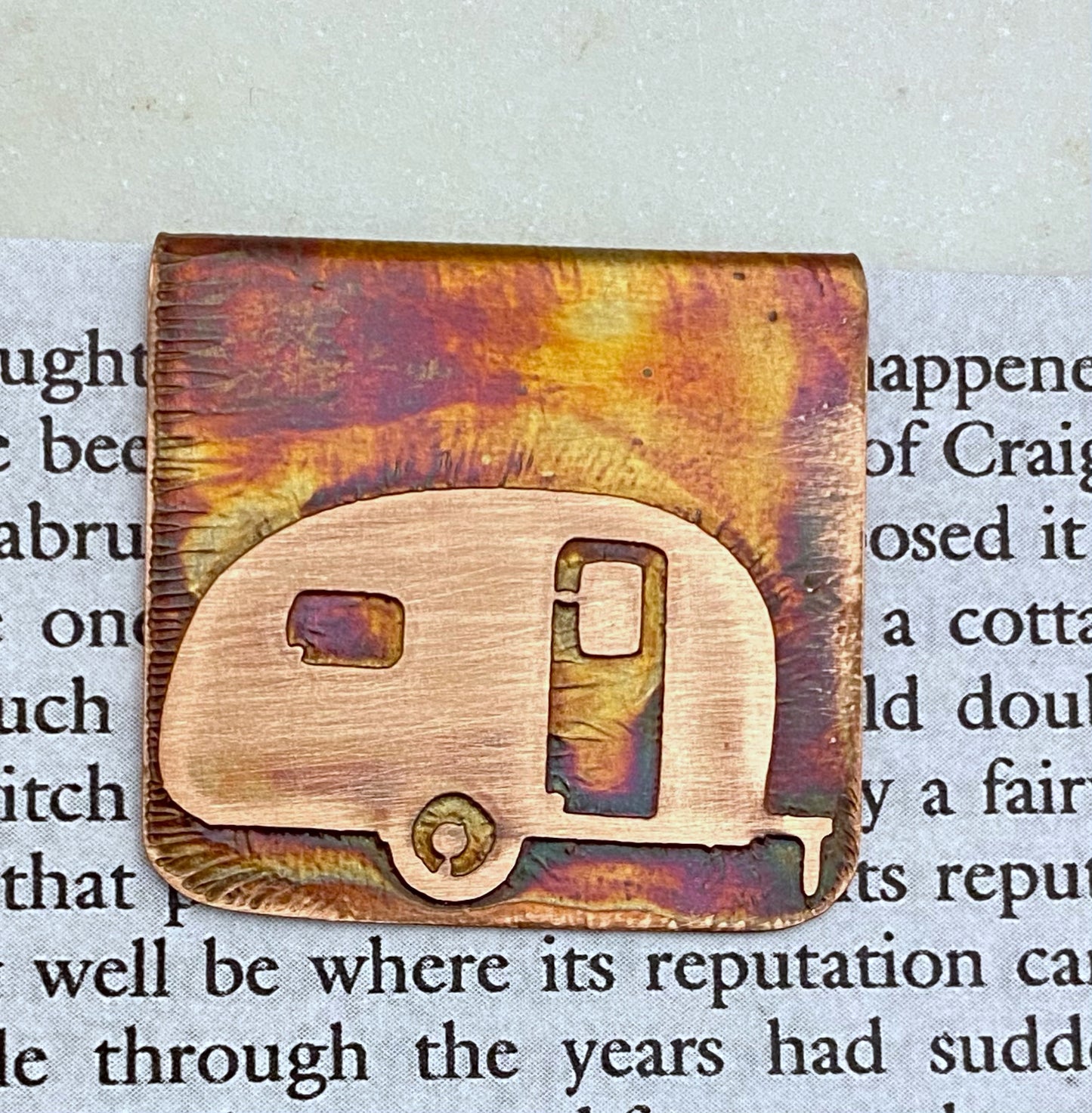 Copper camper bookmark