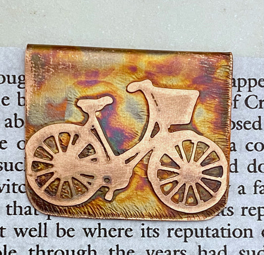 Copper bicycle bookmark