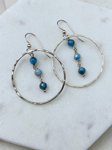 Sterling hoop earrings with apatite gemstones