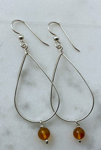 Sterling silver teardrop earrings with carnelian