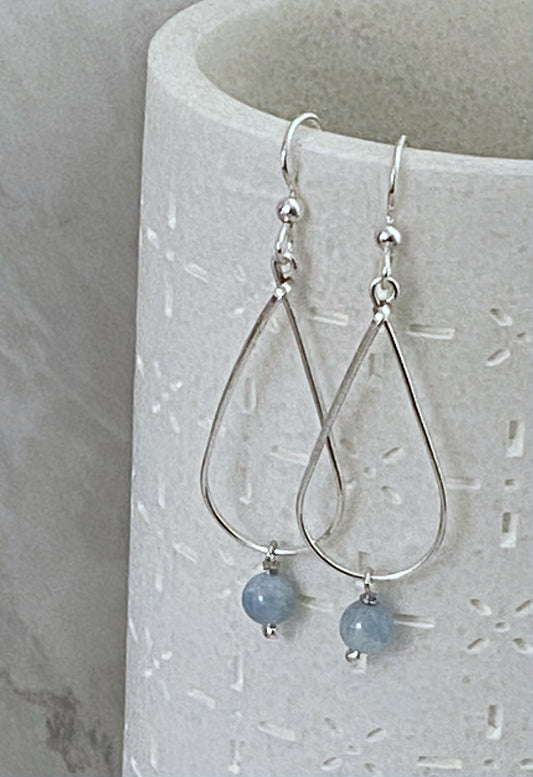Sterling silver and aquamarine teardrop earrings