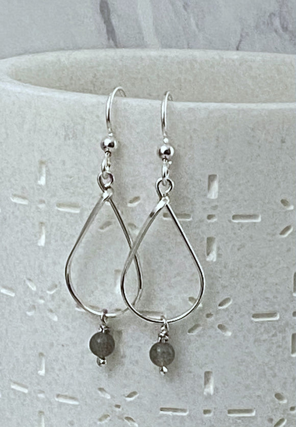 Sterling silver and labrodorite teardrop earrings