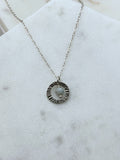 Sterling silver forged circle necklace with apatite