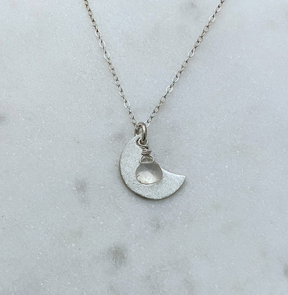 Sterling silver moon and moonstone necklace