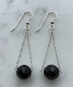 Sterling silver and onyx earrings
