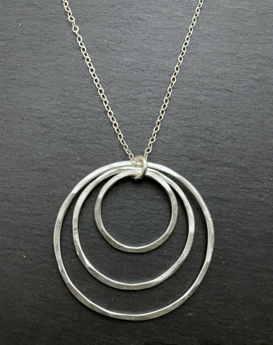 Sterling silver triple hoop necklace