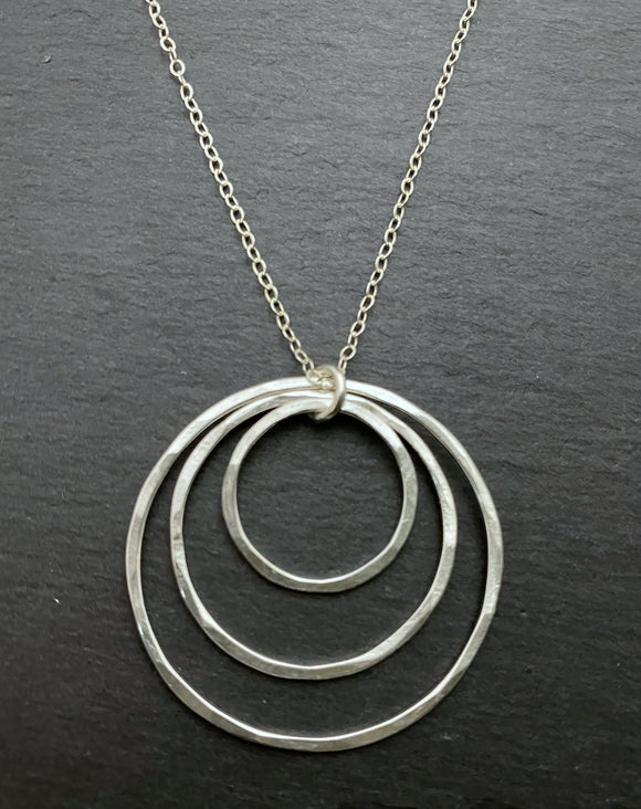 Sterling silver triple hoop necklace