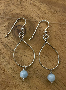 Sterling teardrop earrings with aquamarine